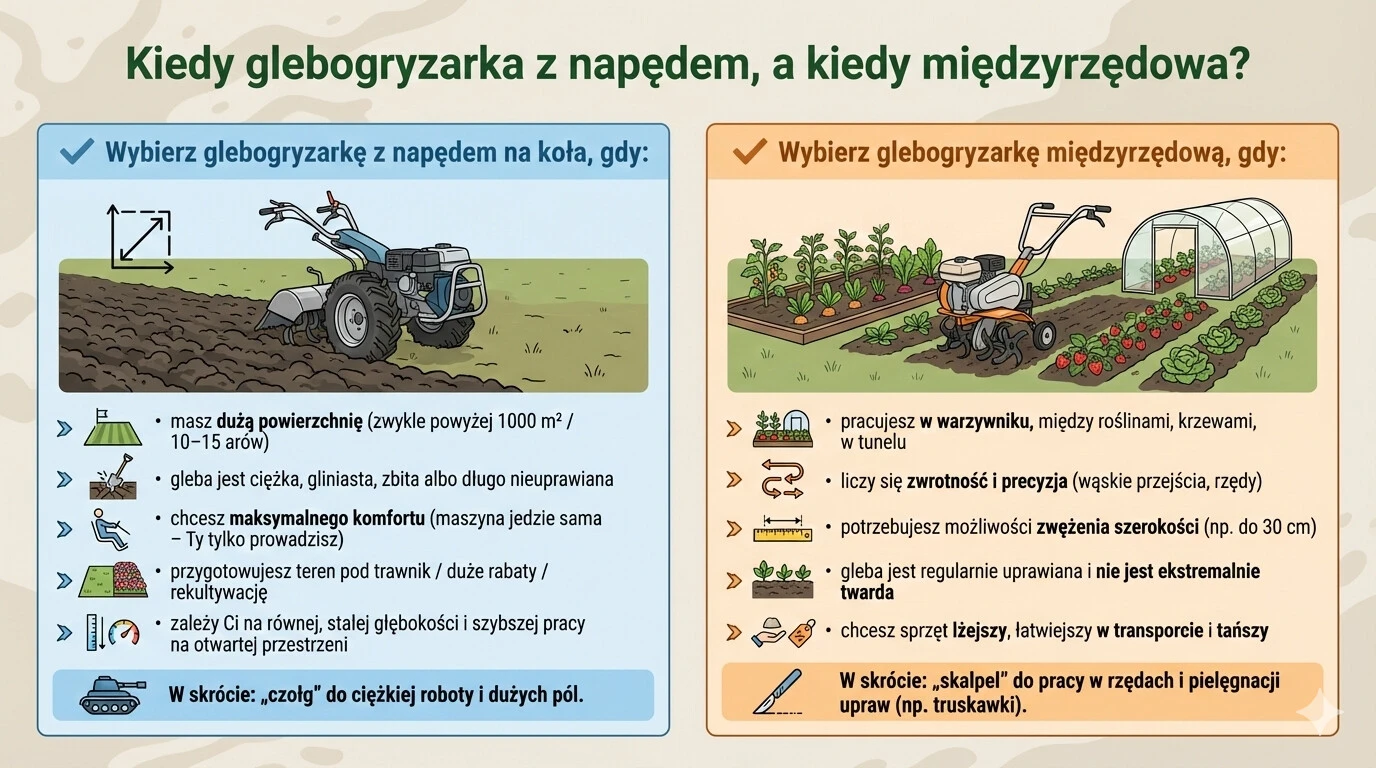 Kiedy glebogryzarka z napędem, a kiedy międzyrzędowa?