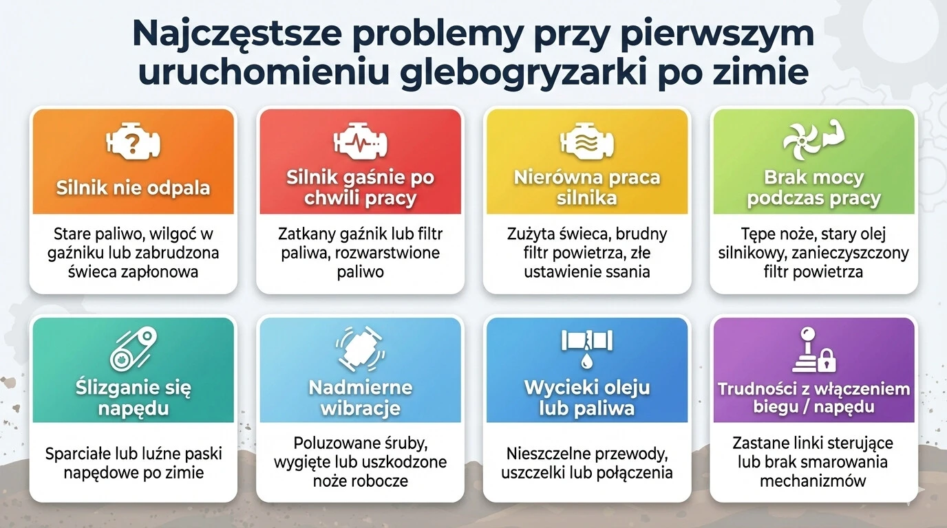 Najczęstsze problemy przy pierwszym uruchomieniu glebogryzarki po zimie