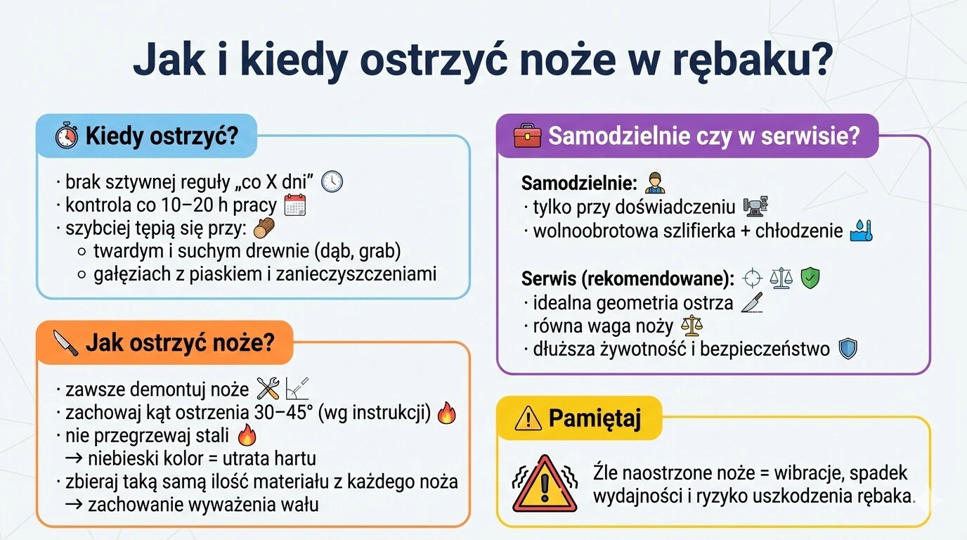 Jak i kiedy ostrzyć noże w rębaku?
