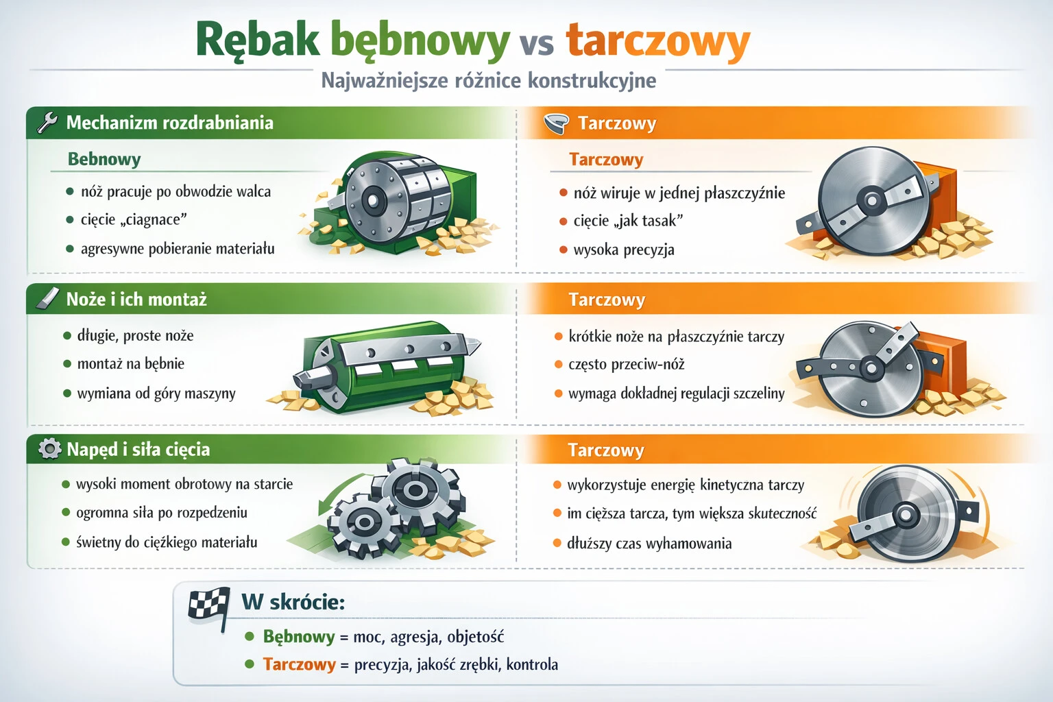 Rębak bębnowy vs tarczowy – najważniejsze różnice konstrukcyjne