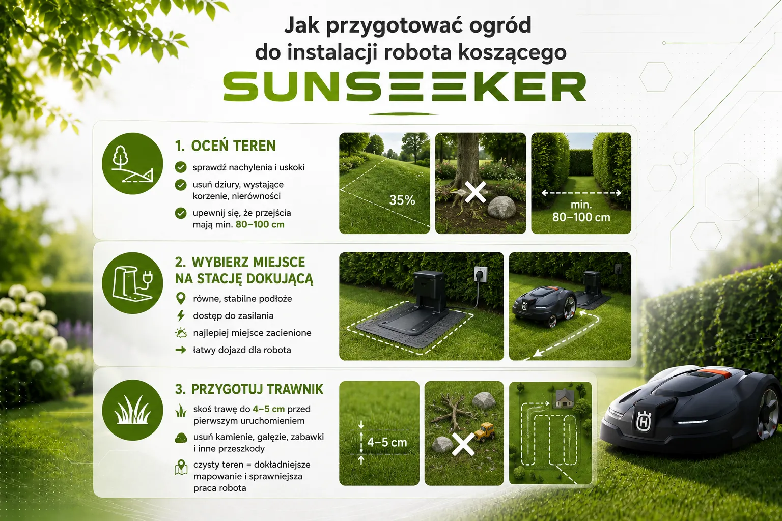 Jak przygotować ogród do instalacji robota koszącego Sunseeker?