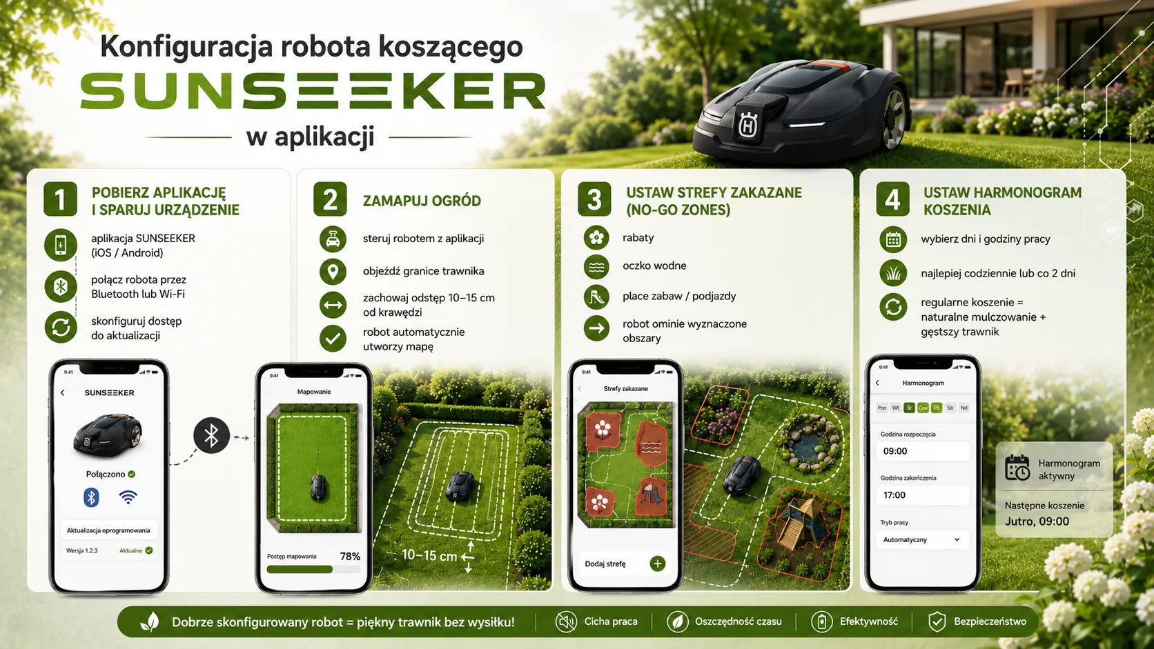 Konfiguracja robota koszącego Sunseeker w aplikacji