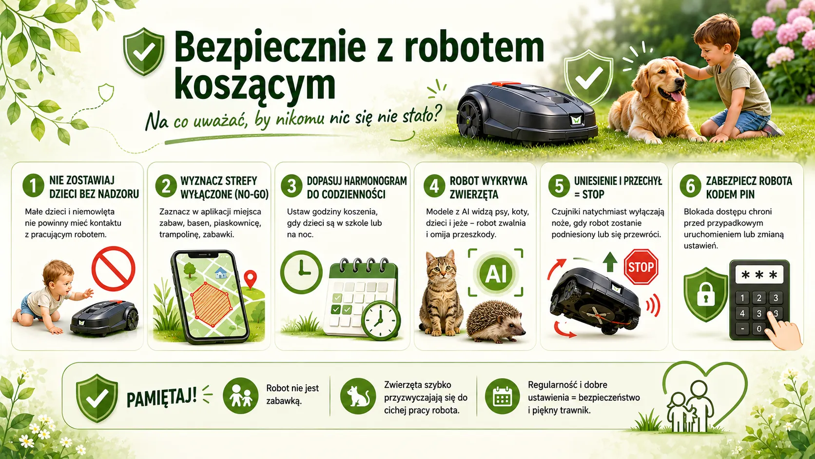 Bezpiecznie z robotem koszącym - na co zwrócić uwagę, by nikomu nic się nie stało?