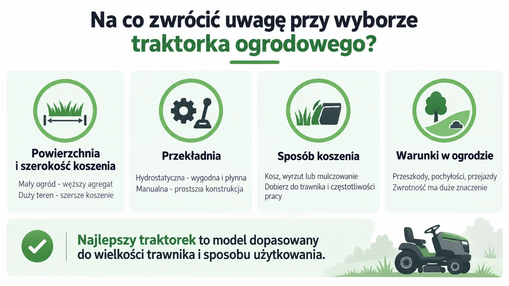 Na co zwrócić uwagę przy wyborze traktorka ogrodowego?