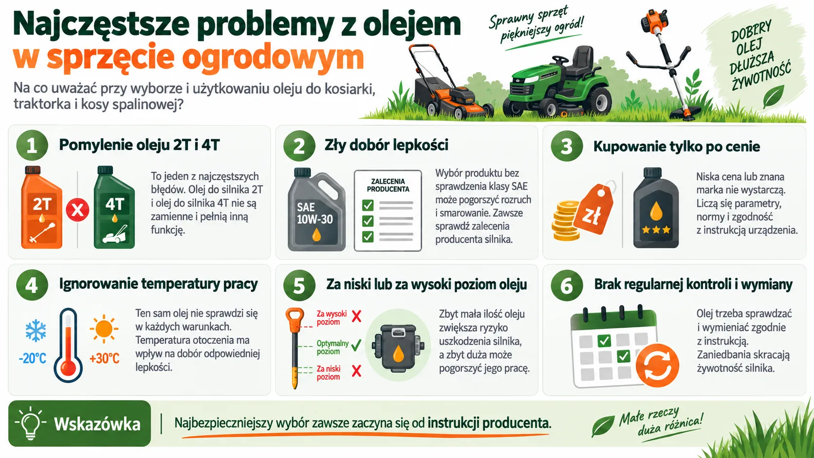 Najczęstsze problemy z olejem w sprzęcie ogrodowym