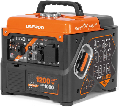 DAEWOO GDA 1400i Invertorový generátor 230V 1,2kW - OFICIÁLNÍ DISTRIBUTOR - AUTORIZOVANÝ PRODEJCE DAEWOO