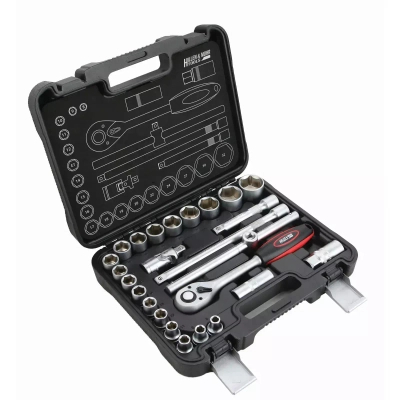 Hillen&Mohr 17K025A Zestaw kluczy nasadowych 1/2" 25 szt. nasadki grzechotka CrV