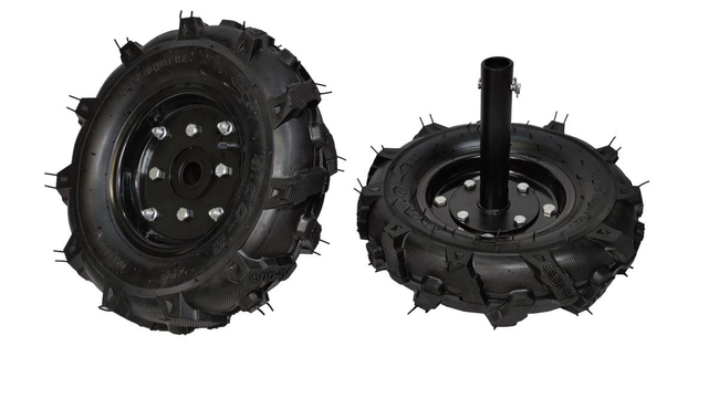 MASTERCUT BK55 8001017 PUSHED Rubber SUPPORT WHEELS WITH AXLES 30mm 4.00-8 16" Pair Set for MASTERCUT BK Soil Aerator 8001017