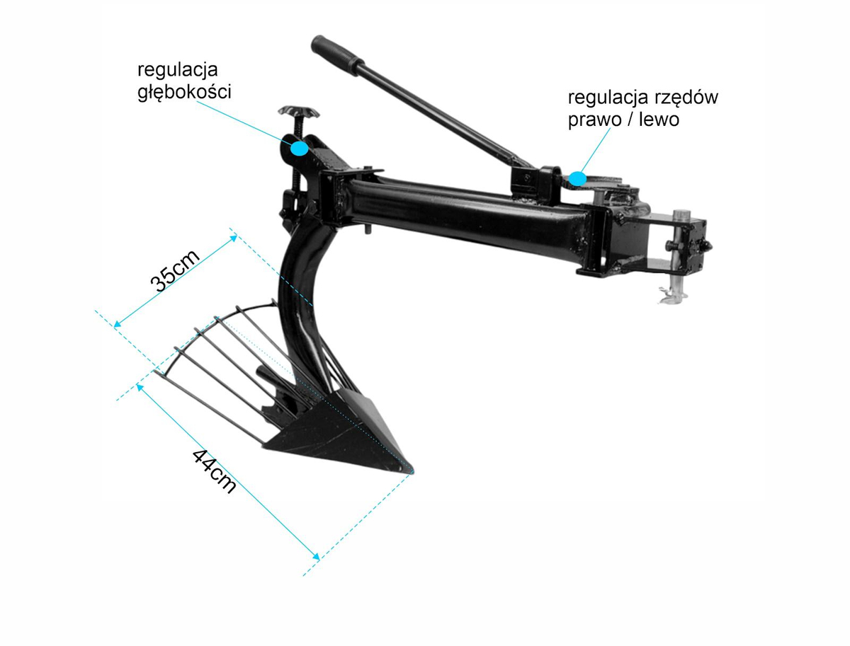 Wymiary robocze i zakres regulacji kopaczki Mastercut MC370-12