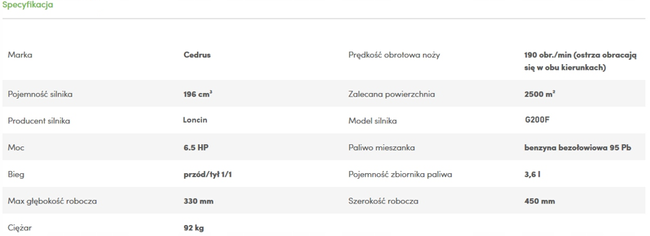 CEDRUS GL03 PRO-LC SPRINÁLNÍ ROSTLINNÝ ZAHRADNÍK S POHONNÝM KULTIVÁTOREM 6,5 HP / 45cm LONCIN G200F GL03 - EWIMAX - OFICIÁLNÍ DISTRIBUTOR - AUTORIZOVANÝ PRODEJCE CEDRUS