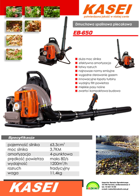 KASEI EB-650-E BACKPACK GARDEN LEAF BLOWER 3.7 KM