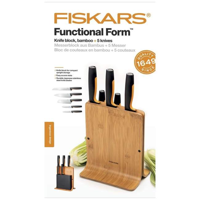 Set of 5 knives in Functional Form™ bamboo block 1057552