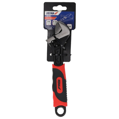 DEDRA 12B120 Adjustable French Wrench, 200 mm, 0–24 mm, CrV, rubber-coated