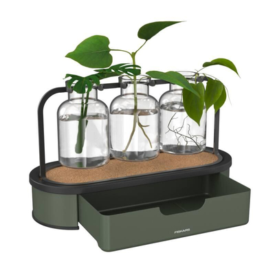 Fiskars Plant Care glass propagation station with metal base