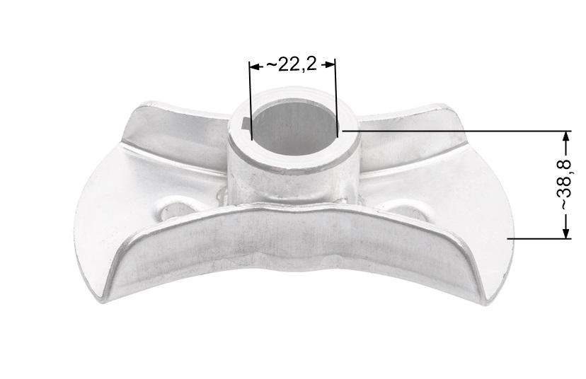 Adapter kosiarki Cedrus KCL16B-36 widok boczny z wymiarami tulei