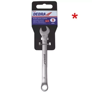 DEDRA 1464P Klíč plochý s okem 32 mm CrV, dílenský klíč s okem a plochou částí, saténový