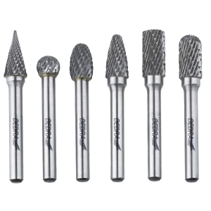 DEDRA 07F502 Frezy trzpieniowe do metalu 6 szt. 6 mm, węglik wolframu, pilniki obrotowe