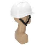 DEDRA BH1087 White Construction Safety Helmet with a 4-point strap, work helmet
