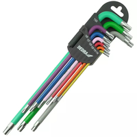 DEDRA 06F225 Klucze TORX extra długie T10-T50 9szt S2, imbusy gwiazdkowe kolor