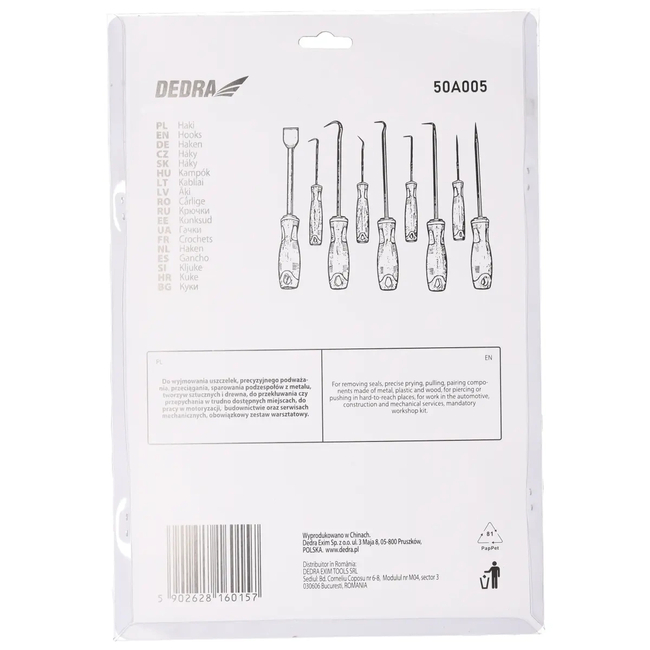 Hooks with handle 9 pcs. 40Cr set