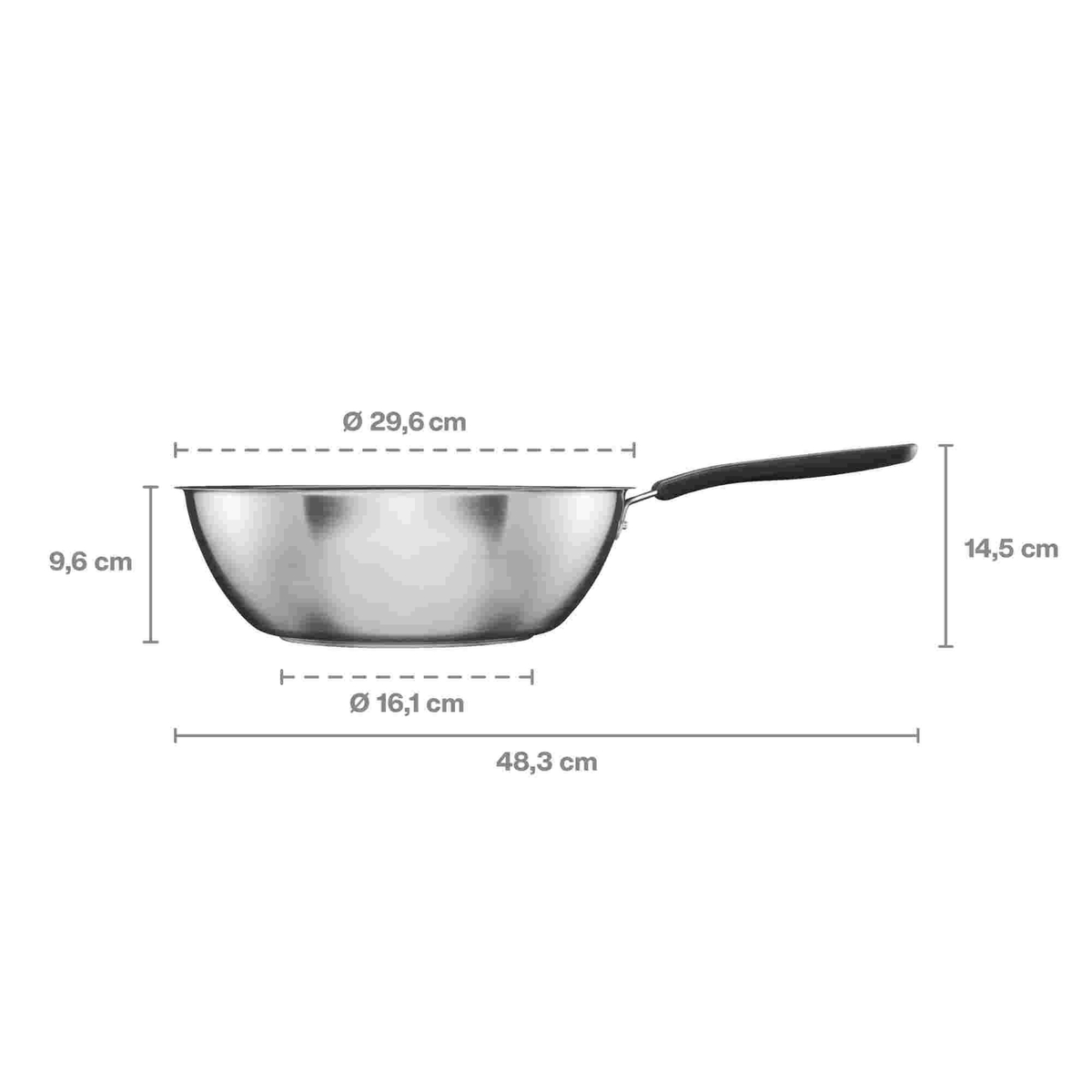 Wok 28 cm z powłoką ceramiczną Functional Form 1072313 - wymiary i ergonomiczny uchwyt