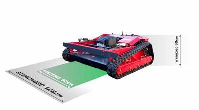 MASTERCUT JFRC90S KOSIARKA BIJAKOWA ROBOT KOSZĄCY ZDALNIE STEROWANY KOSIARKA HYBRYDOWA GĄSIENICOWA SPALINOWA TRAKTOREK POD PANELE Z NAPĘDEM NA PILOTA FOTOWOLTAIKA 90cm