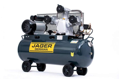 Pístový vzduchový kompresor olejový kompresor JAGER GERMAN 100L 8BAR 499L/Min 400V Výkonná věc