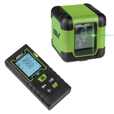 MEASURING TOOL KIT: CROSS LASER GREEN + LASER RANGEFINDER 40M DEDRA MC0920 LASER RANGEFINDER MEASURING DEVICE LASER MEASURE