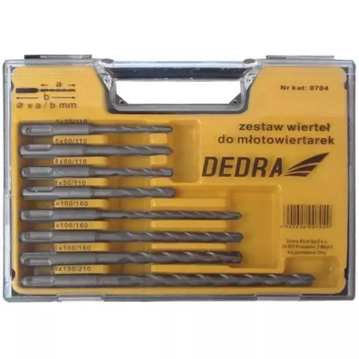 DEDRA 0704 Komplet 8 wierteł SDS+ HM do betonu cegły kamienia do młotowiertarek