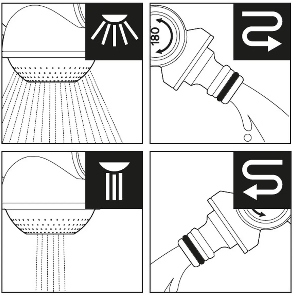 Tryby pracy przyłącza kranowego 360 180