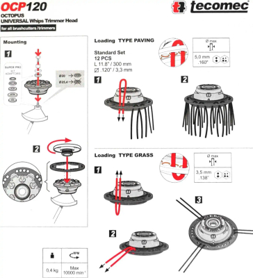 GŁOWICA ŻYŁKOWA TECOMEC OCTOPUS 120 50909022