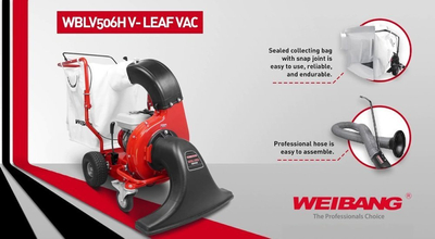 WEIBANG WBLV506C PETROL LEAF VACUUM CLEANER GARDEN LEAF BLOWER ON WHEELS DRIVE + WBLV PIPE FOR LEAVES AND GARDEN DEBRIS PROFESSIONAL - EWIMAX - AUTHORIZED WEIBANG DEALER