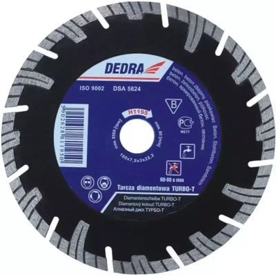 TARCZA DIAMENTOWA TURBO-T DO MATERIAŁÓW BUDOWLANYCH DEDRA H1197E 230MMX25,4MM