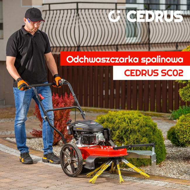 CEDRUS SC02 PETROL WEEDER BRUSH SWEEPER FOR REMOVING MOSS WEEDS CLEANING PAVING STONES,SLABS,SIDEWALKS - EWIMAX - OFFICIAL DISTRIBUTOR - AUTHORIZED CEDRUS DEALER