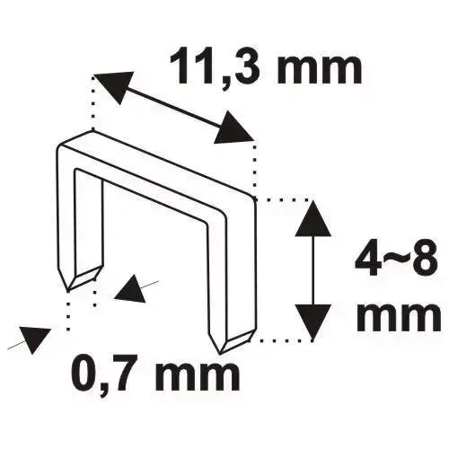 Diagram of D53 11.3 mm staples for the DEDRA 11Z001 stapler