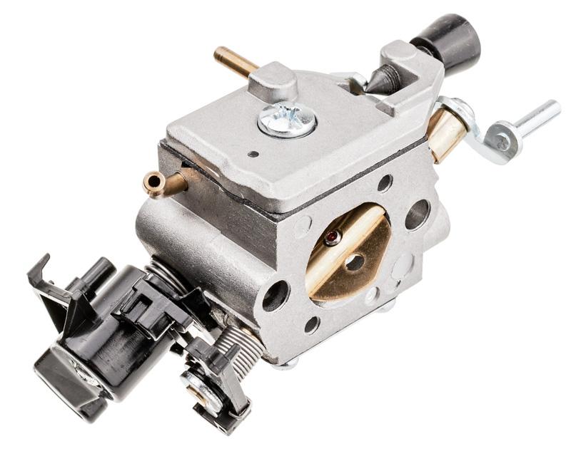 Gaźnik Husqvarna 445 450 PJ44504 - widok przepustnicy i dźwigni