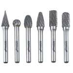 METAL BURRS, DEDRA 07F502 6PCS SET, 6MM SHANK, TUNGSTEN CARBIDE