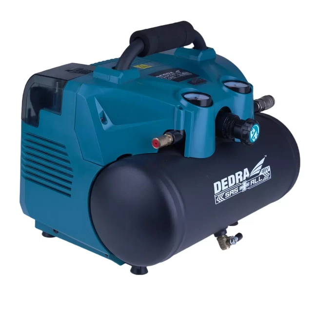 BATERIOVÝ KOMPRESOR, AKUMULÁTOROVÝ VZDUCHOVÝ KOMPRESOR 2X18V DEDRA SAS+ALL DED7077V NÁDRŽ 6L