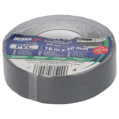 DEDRA 11T108 Taśma antypoślizgowa 50mmx18m czarna schodowa samoprzylepna PVC