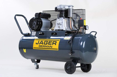 KOMPRESOR TŁOKOWY JAGER GERMAN SPRĘŻARKA POWIETRZA TŁOKOWA OLEJOWA 100L 8BAR 350l/Min 2.2 kW 230V Mocna Rzecz