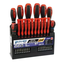 SET OF SCREWDRIVERS AND BITS WITH STAND HILLEN&MOHR 17W096 36PCS, STEEL S2