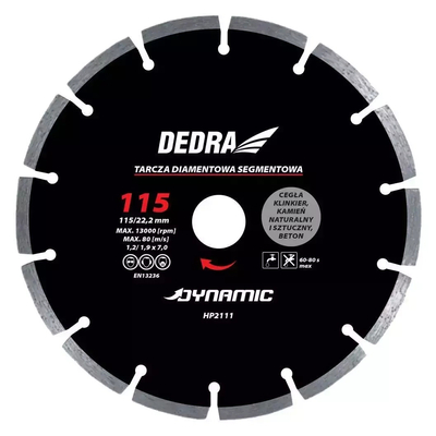 DEDRA Dynamic HP2116 Segmented Diamond Blade, 230x22.2 mm, for concrete, brick, stone, and clinker