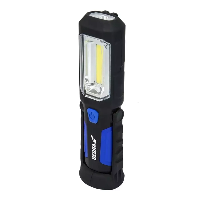 LATARKA AKUMULATOROWA 3W COB LED + 1W LED, ZASILACZ USB NA 230V I 12V DEDRA L1022