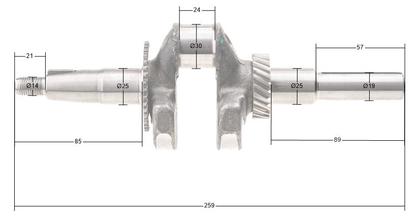 Wał korbowy Cedrus WR01 15310-E030050-00000 - wymiary i czopy