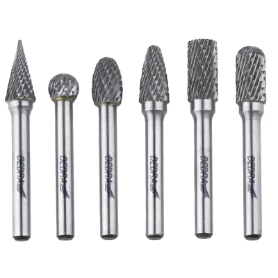 DEDRA 07F502 Frezy trzpieniowe do metalu 6 szt. 6 mm, węglik wolframu, pilniki obrotowe
