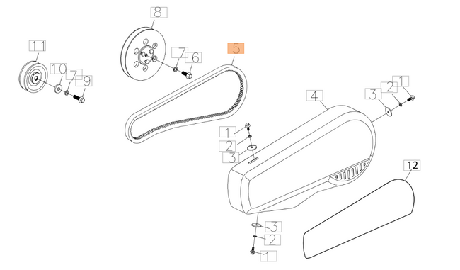 KEY BRACKET DRIVE BELT for Oleo-Mac MH 198 RKS soil compactor L66151639