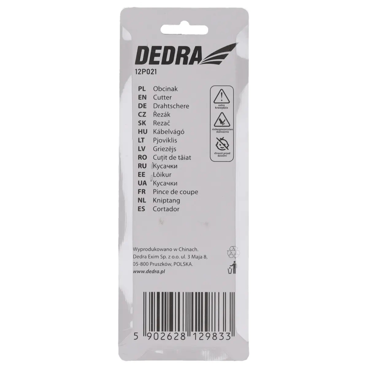 Balení DEDRA 12P021, nůžky na kabely, EAN 5902628129833