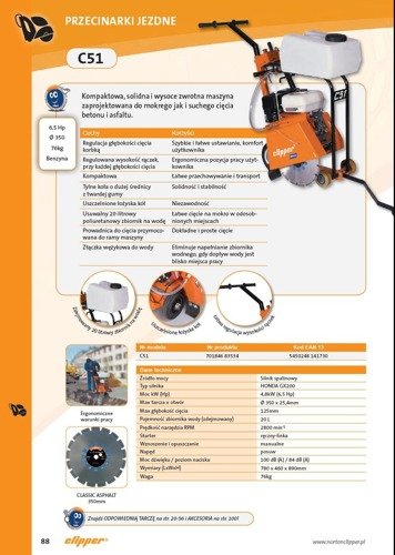 NORTON CLIPPER C51 ruční postřikovač pro betonové a asfaltové konstrukce Ø 350 mm 6,5 HP - OFICIÁLNÍ DISTRIBUTOR - AUTORIZOVANÝ PRODEJCE NORTON CLIPPER