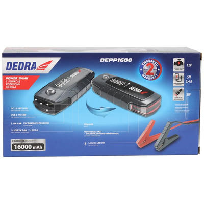 Powerbanka s funkcí startování motoru 16000mAh, LCD displej