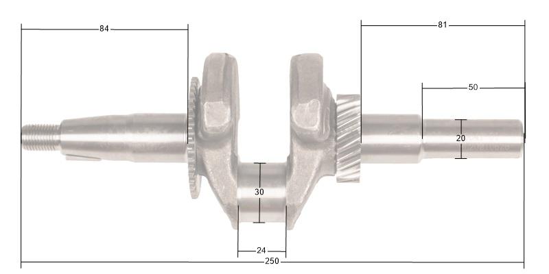 Wał korbowy Loncin LC168F-2H G200F(D) – wymiary i czopy